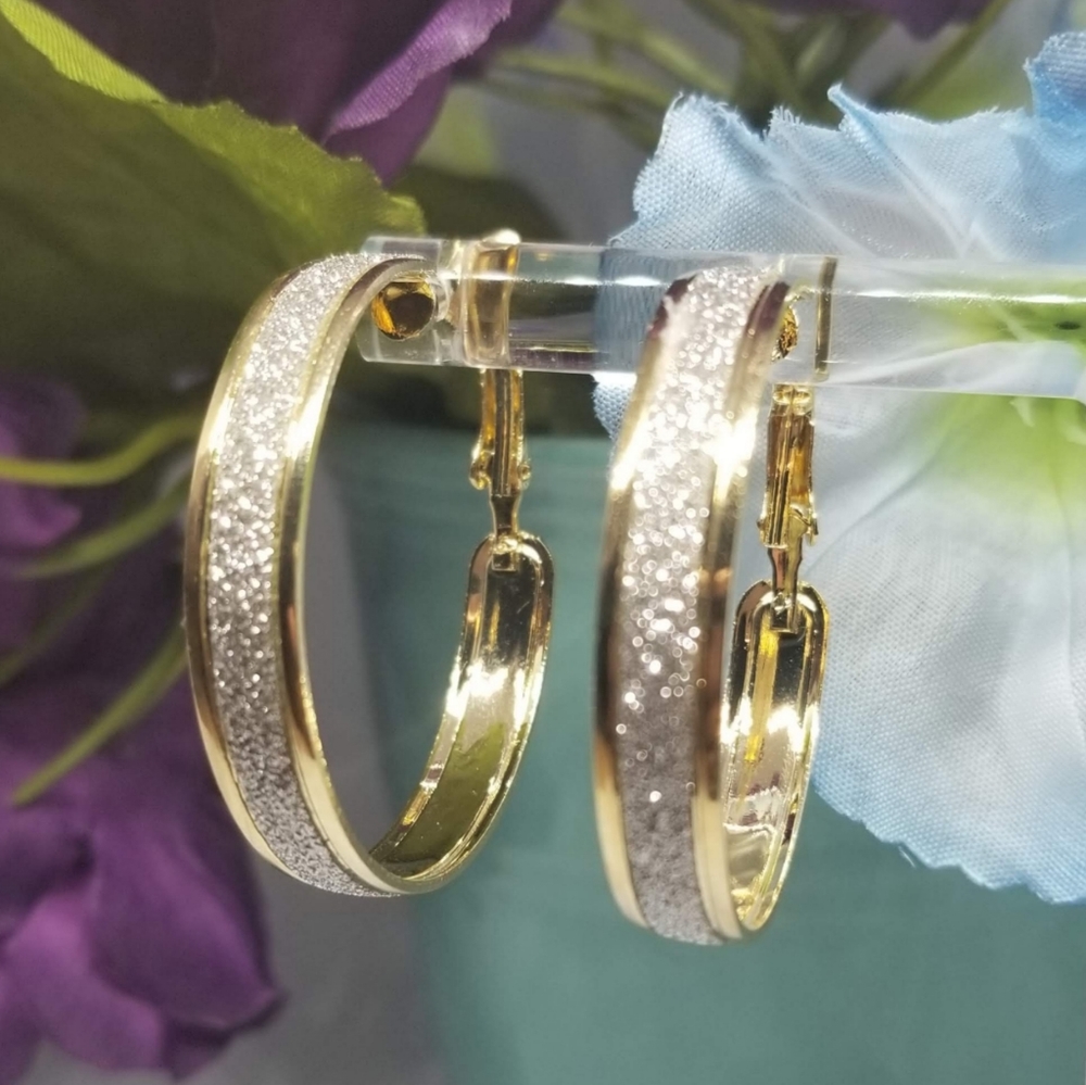 A Beautiful Fashion Loop Gold Frosted Big Hoop Earrings